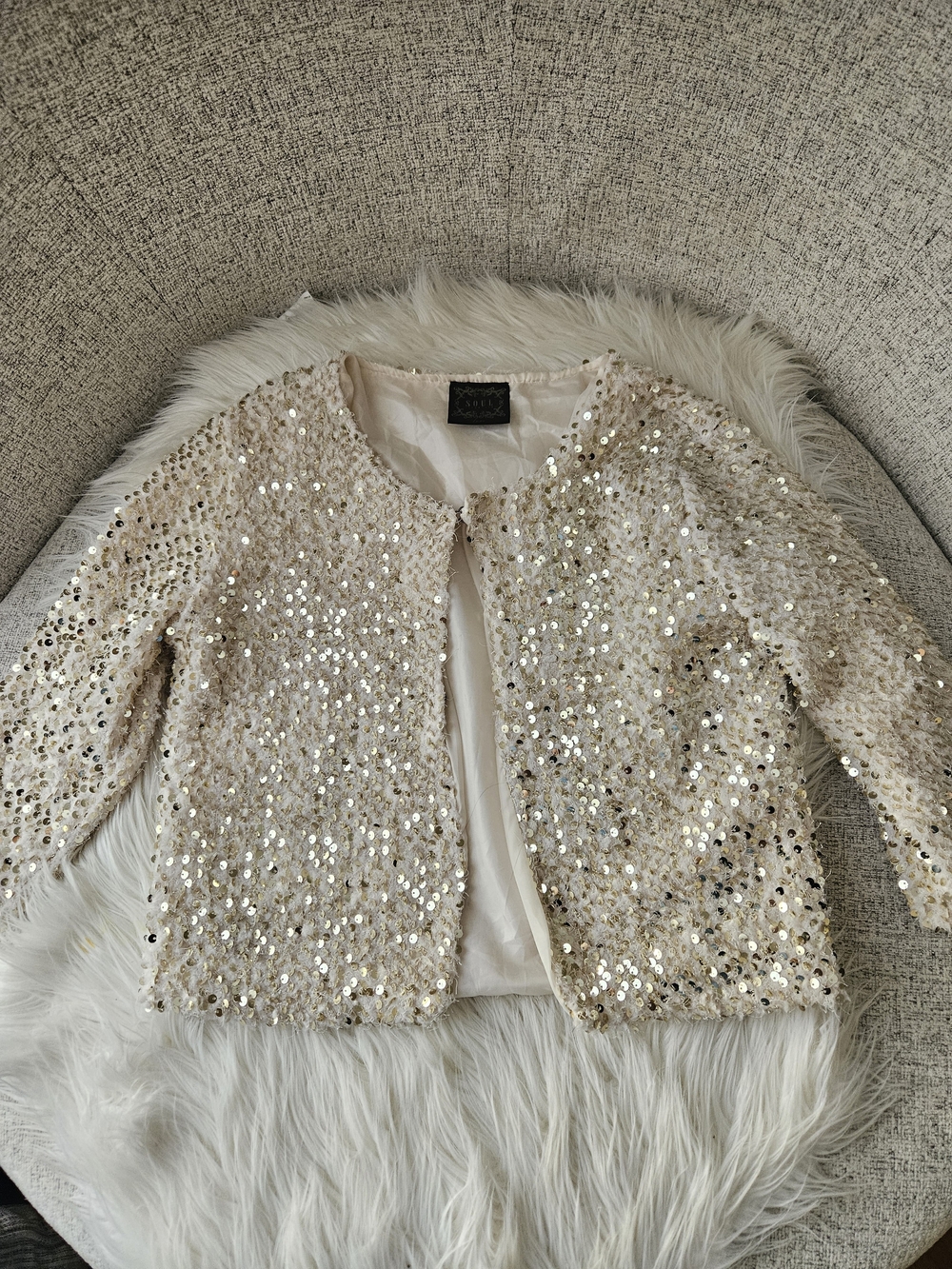 Sequin Embellished Cream Jacket